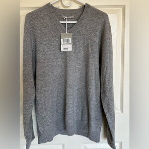 NWT Everlane 100% Cashmere Heather Gray V-Neck Sweater Size L Luxury Minimalist